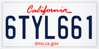 CA license plate 6TYL661