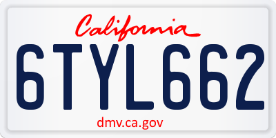 CA license plate 6TYL662