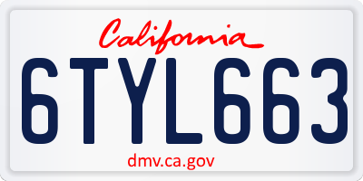 CA license plate 6TYL663