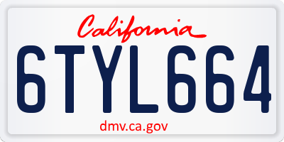 CA license plate 6TYL664