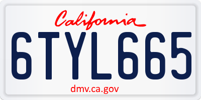 CA license plate 6TYL665