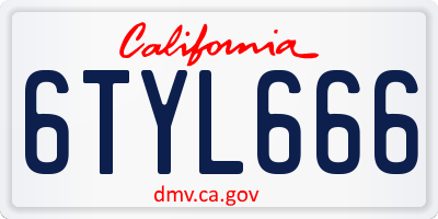 CA license plate 6TYL666