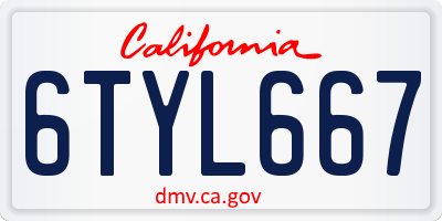 CA license plate 6TYL667