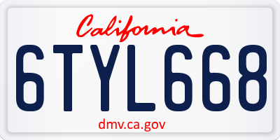 CA license plate 6TYL668