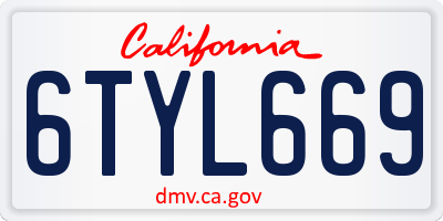 CA license plate 6TYL669