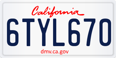 CA license plate 6TYL670