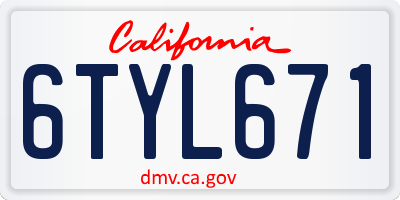 CA license plate 6TYL671