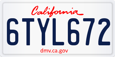 CA license plate 6TYL672
