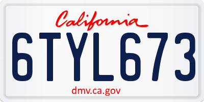 CA license plate 6TYL673