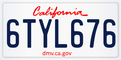 CA license plate 6TYL676