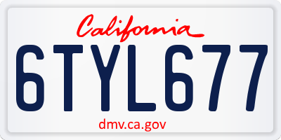 CA license plate 6TYL677