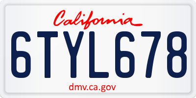CA license plate 6TYL678