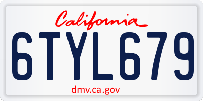 CA license plate 6TYL679