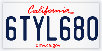 CA license plate 6TYL680