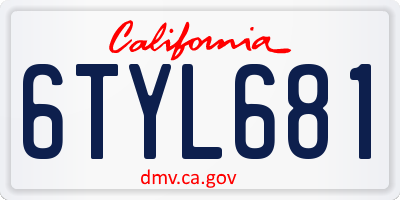 CA license plate 6TYL681