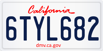 CA license plate 6TYL682