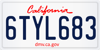 CA license plate 6TYL683