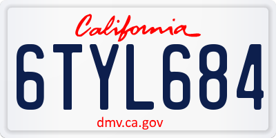 CA license plate 6TYL684