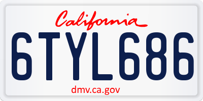 CA license plate 6TYL686