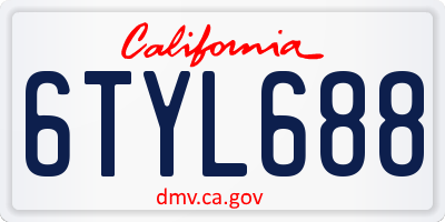 CA license plate 6TYL688