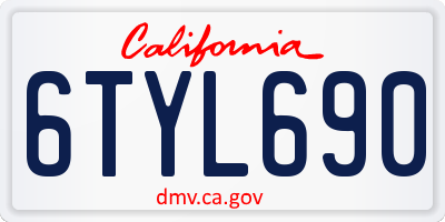 CA license plate 6TYL690