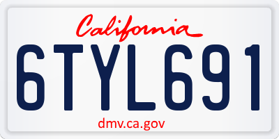 CA license plate 6TYL691