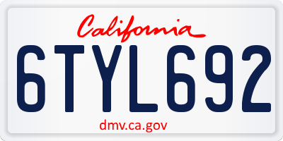 CA license plate 6TYL692