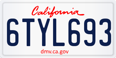 CA license plate 6TYL693