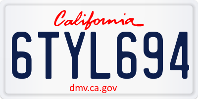 CA license plate 6TYL694