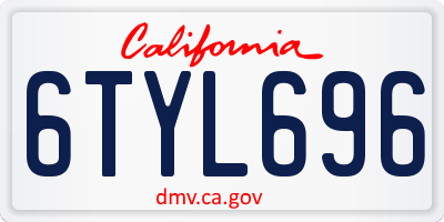 CA license plate 6TYL696