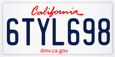 CA license plate 6TYL698