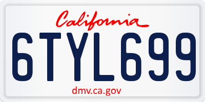 CA license plate 6TYL699