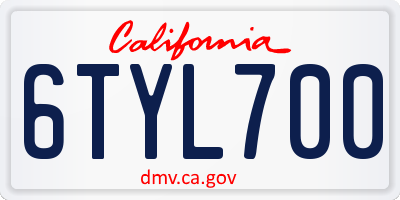 CA license plate 6TYL700