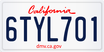 CA license plate 6TYL701