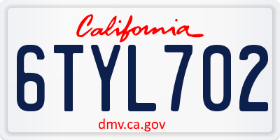 CA license plate 6TYL702