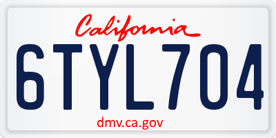 CA license plate 6TYL704