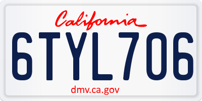 CA license plate 6TYL706