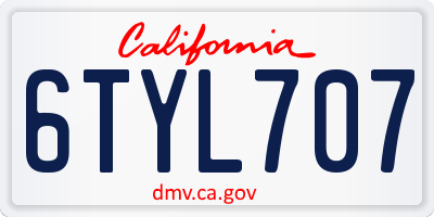CA license plate 6TYL707