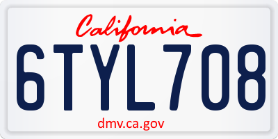 CA license plate 6TYL708