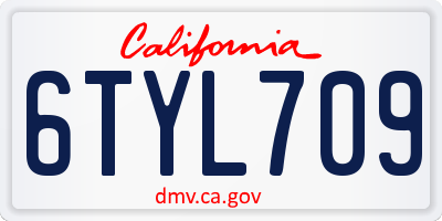 CA license plate 6TYL709