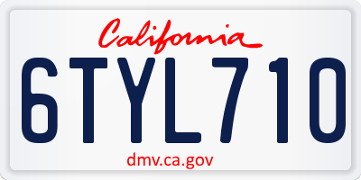 CA license plate 6TYL710