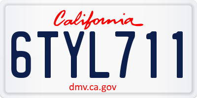 CA license plate 6TYL711
