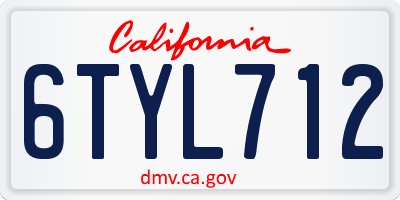 CA license plate 6TYL712
