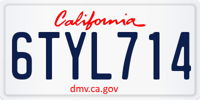 CA license plate 6TYL714