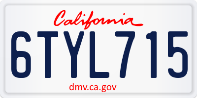 CA license plate 6TYL715