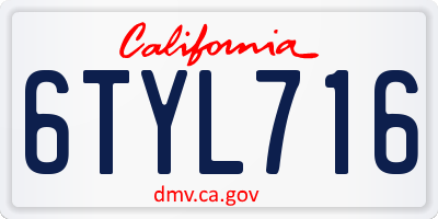 CA license plate 6TYL716
