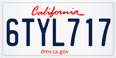 CA license plate 6TYL717