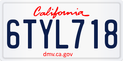 CA license plate 6TYL718