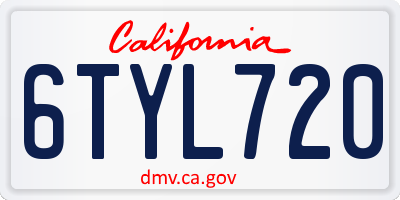 CA license plate 6TYL720