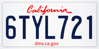 CA license plate 6TYL721